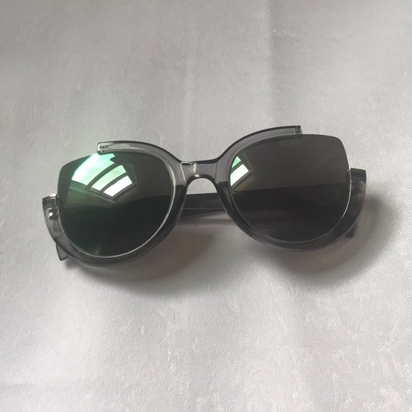 🕶 Semi-Rimless Cat Eye Purple Mirrored Sunglasses - Picture 4 of 4